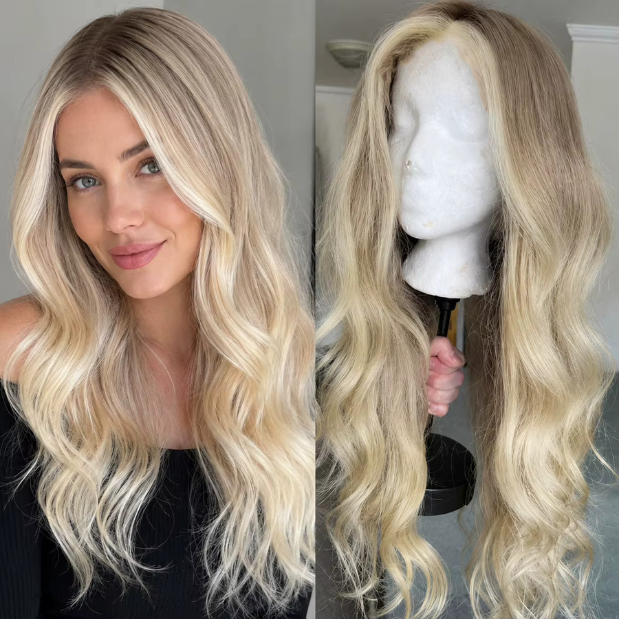 OEMG Echthaar-Toupet, Balayage Ombre Braun Blond, 30 cm - Bild 3