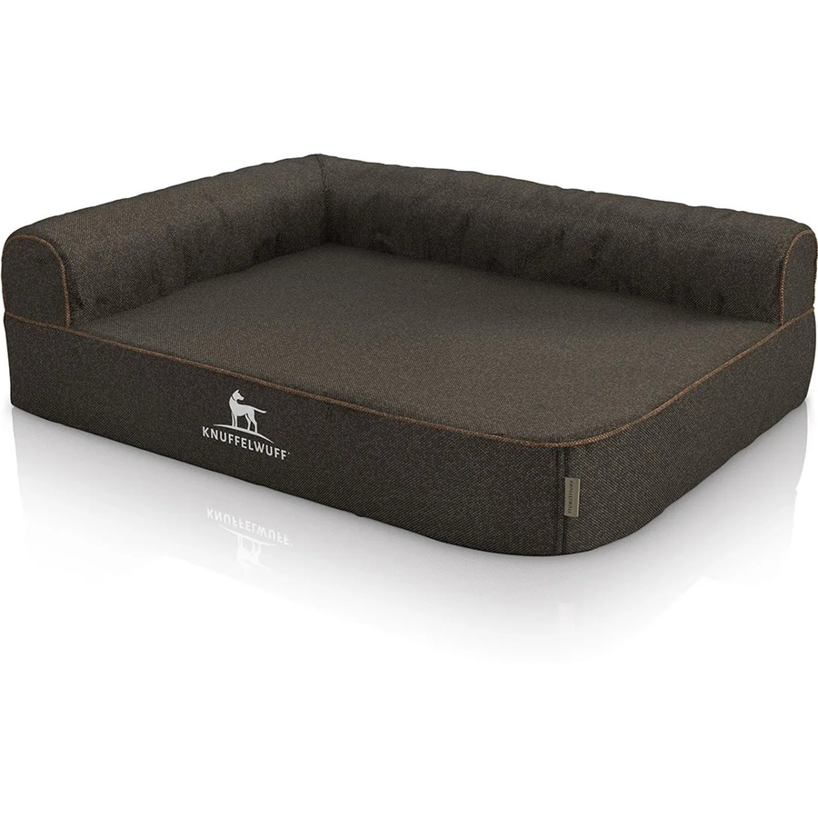 Knuffelwuff Eck Hundebett Marlie Orthopädisch Velours Übergröße XXXL Schwarz mit Lehne Links B: 140 cm, T: 100 cm - Bild 2