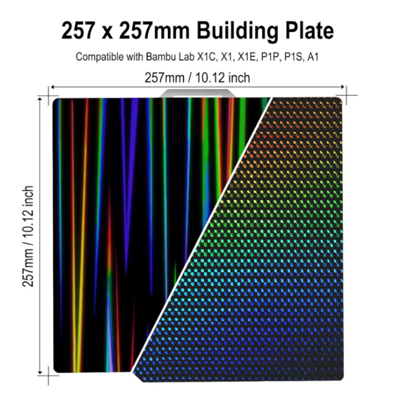 PRO Bauplatte für Bambu Lab X1/X1C/X1E/A1/P1P/P1S mit Wasserwellen und Holzmaserung, Federstahlplatte, Breite: 257 mm - Bild 3