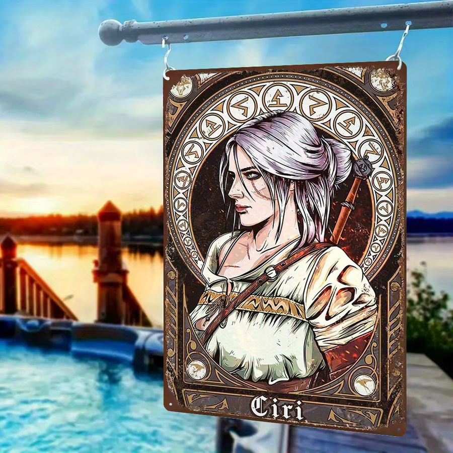 CIFBUY Witcher Ciri Metallwandkunst im Vintage-Stil, Mehrfarbig, Breite: 20,32 cm - Bild 5