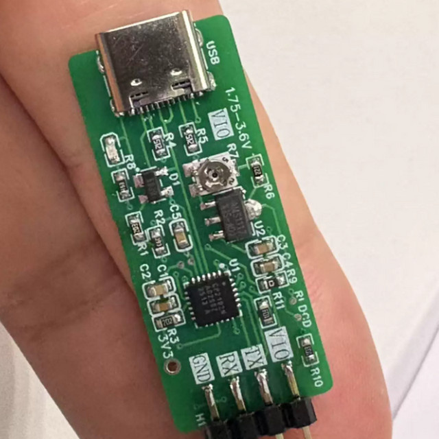 CP2102N/CP2102C USB UART Serielles Board mit Typ-C Anschluss und einstellbarer Spannung, Grün - Bild 1