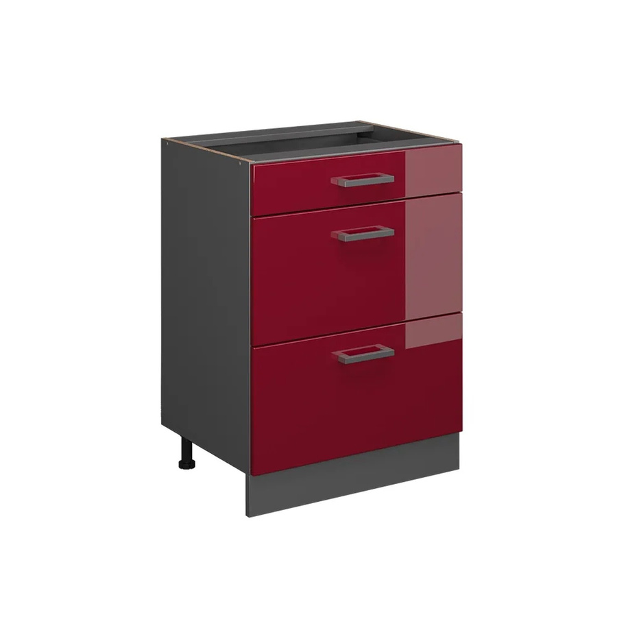Vicco Küchenunterschrank R-Line Bordeaux Hochglanz/Anthrazit mit Schubladen, Breite: 60 cm - Bild 2
