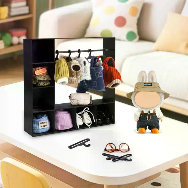 GJCUTE Puppenkleiderschrank, tragbar, mit 10 Kleiderbügeln - Bild 1