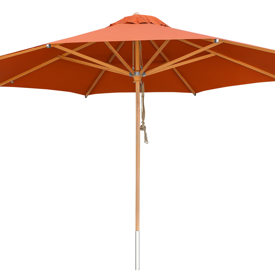 Anndora Sonnenschirm rund 4m in Terracotta Rot aus Buchenholz mit Olefin-Stoff und einteiligem Stamm - Bild 1