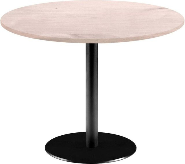 RestooTab Tisch Rome XL rund mit Birke-Platte und schwarzem Gestell, Farbe: Hellgrau/Schwarz, Höhe: 73 cm, Durchmesser: 120 cm - Bild 1