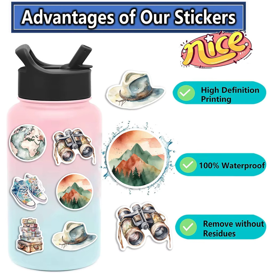 50 Stück wasserfeste Aquarell Graffiti Aufkleber von BulingBulingStickers Shop in Multicolour - Bild 2