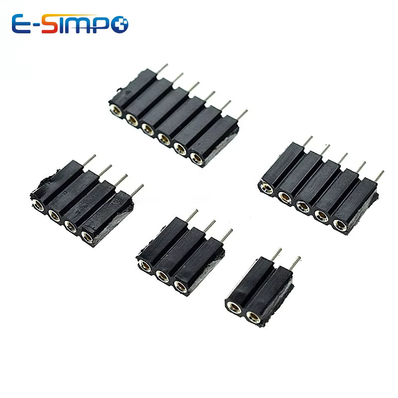 E-SIMPO PCB IC Buchsenleiste mit Zinnpins, 2,54mm Rundloch Rechtwinklig Einreihig, Schwarz - Bild 3