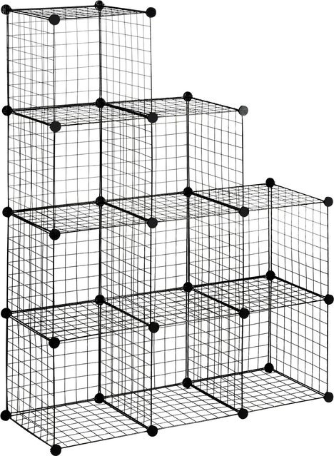 HOMCOM Regalsystem aus Stahldraht mit 9 Fächern in Schwarz, modernes DIY Steckregal für Schuhregal oder Aufbewahrung, B/T/H: 35 x 35 x 35 cm pro Würfel - Bild 1