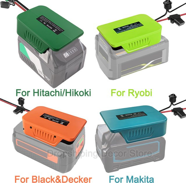 BSIDE DIY Power Wheels Batterieadapter für Makita, Ryobi, Black & Decker und Hitachi/Hikoki 36V 40V Li-Ionen-Akkus mit Sicherung und Schalter - Bild 1