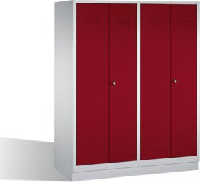 C+P Doppelspind Classic auf Sockel mit 4 Abteilen, Front Rubinrot und Korpus Lichtgrau, H x B x T: 180 x 159 x 50 cm - Bild 1