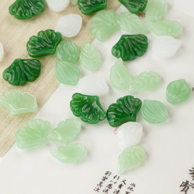 ZEROUP DIY JEWELRY Ginkgo Blatt Anhänger Perlen, grün, 30 Stück - Bild 1