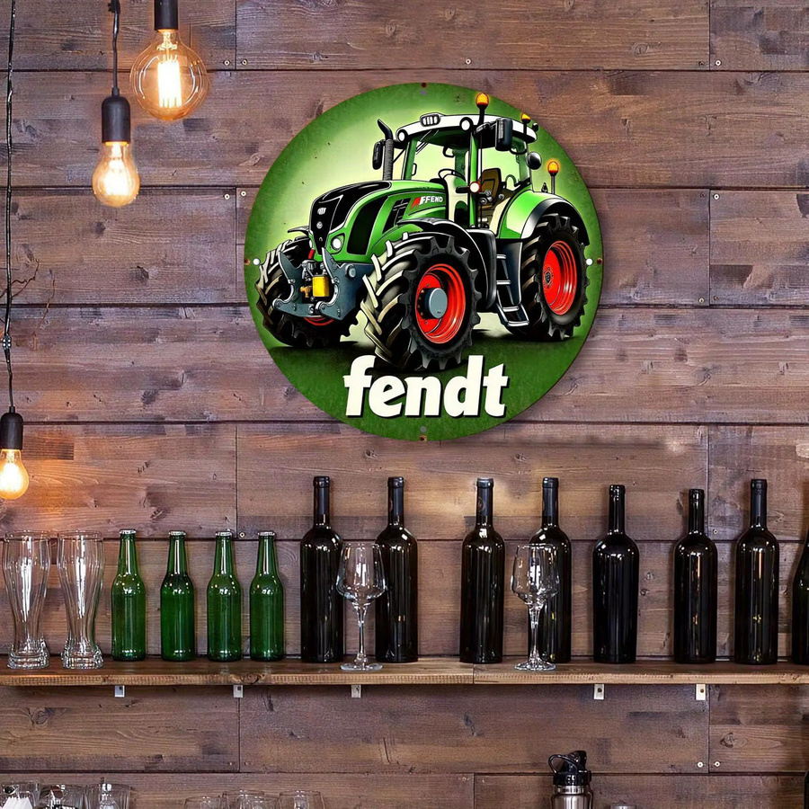 Potdemiel Fendt Traktor Metallschild im Vintage-Stil als runde 2D-Wandkunst aus Aluminium, Durchmesser: 20 cm - Bild 2