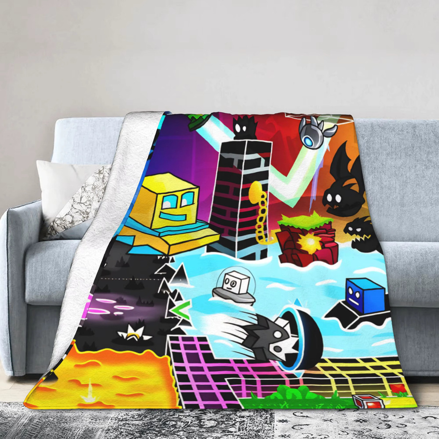 Geometrie Dash Demon Gesichter Flanell Decke aus weichem Fleece für Kinder in Multicolour - Bild 3