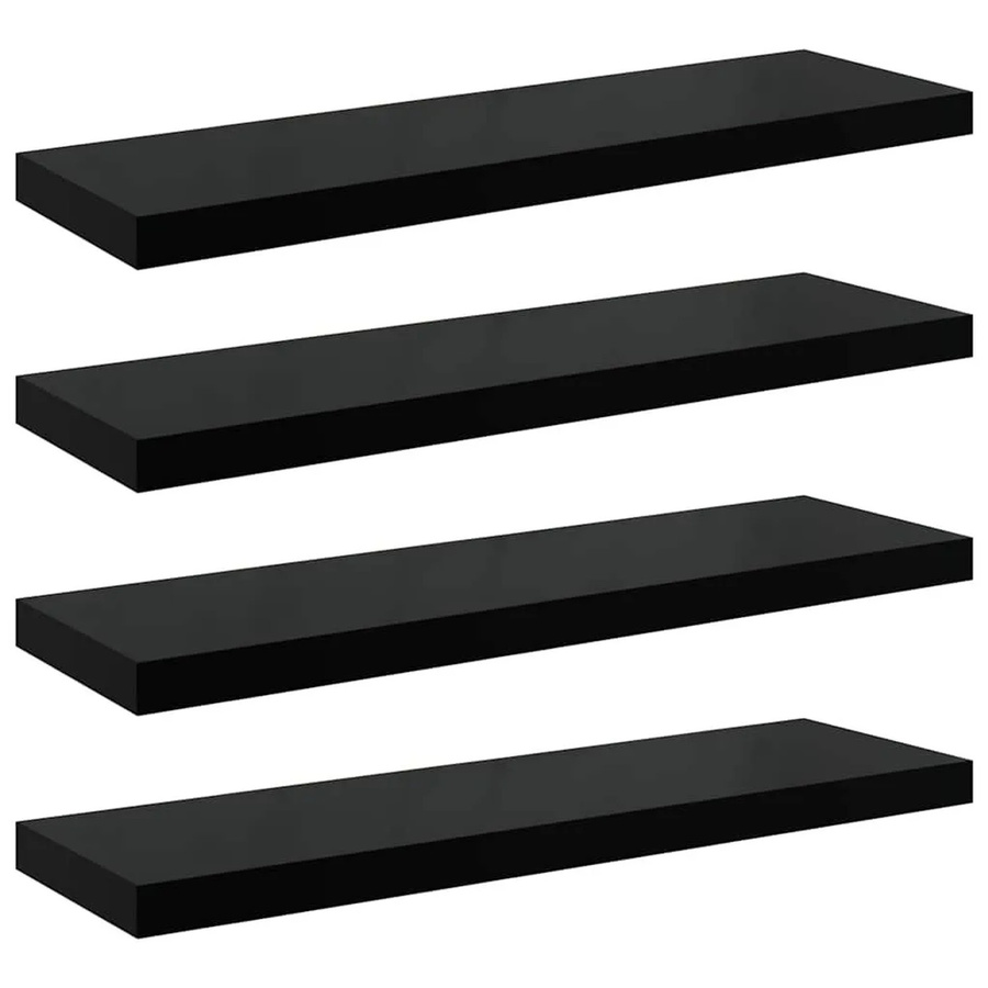 vidaXL Schweberegale 4er-Set in Hochglanz-Schwarz aus MDF, B/T/H: 80 x 23,5 x 3,8 cm - Bild 2