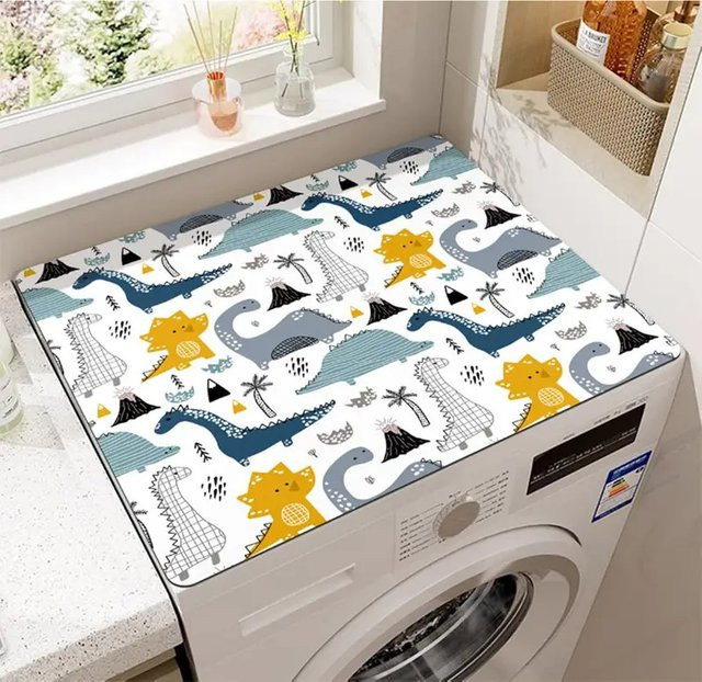 VIKAMA Waschmaschinenmatte im Cartoon-Stil, saugfähige und rutschfeste Dekomatte für Küche und Waschraum, Multicolour - Bild 1