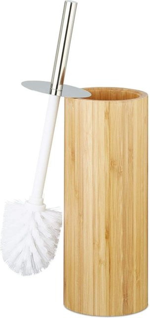 Relaxdays WC Bürstenhalter aus Bambus in Natur Braun, B/T/H: 10,5 x 10,5 x 37,5 cm - Bild 1