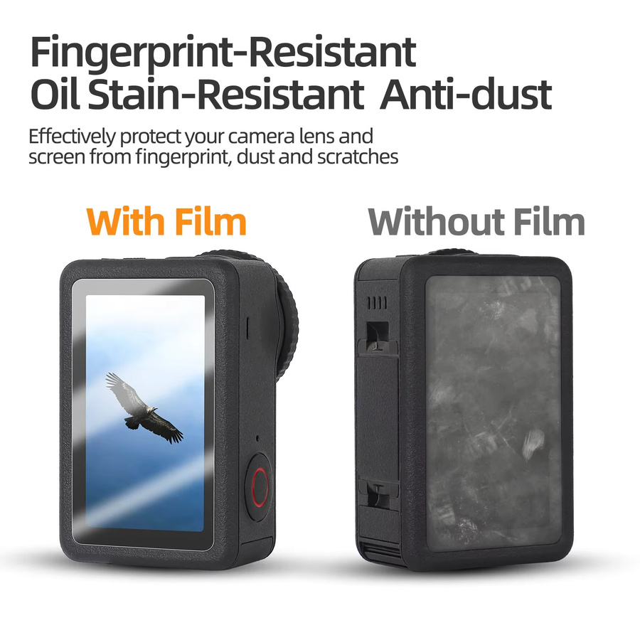 DJI OSMO Action 6 Displayschutzfolie und Objektivdeckelabdeckung aus gehärtetem Glas mit Härtegrad 9H, transparent - Bild 4