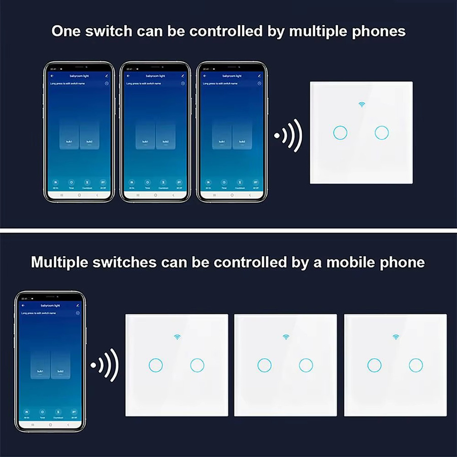 Szaoju Smarter WiFi Touch-Lichtschalter in Weiß, kompatibel mit Tuya App, Amazon Alexa und Google Assistant, modern gestaltet, mit oder ohne Neutralleiter nutzbar - Bild 5
