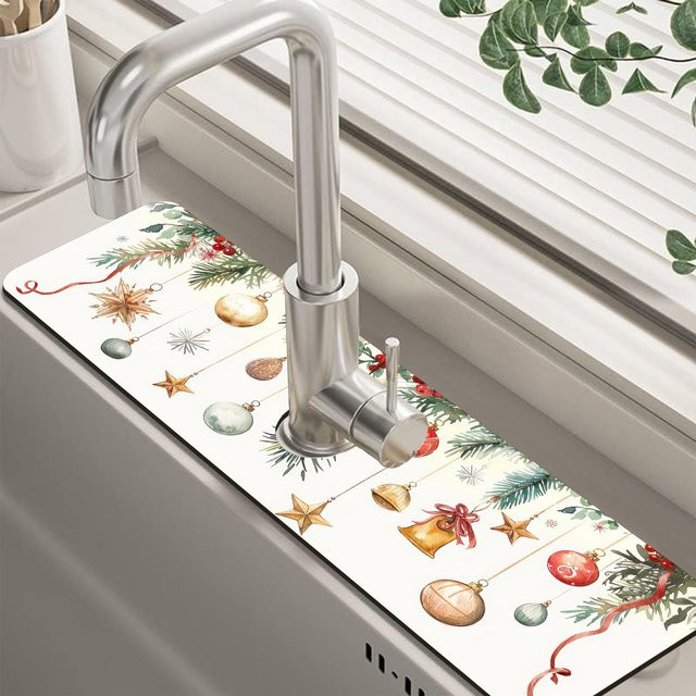 VIKAMA Wasserhahn-Abtropfmatte für die Küchenspüle, saugfähige und schnell trocknende Spritzschutzmatte, multicolour, B/T: 40 x 14 cm - Bild 1