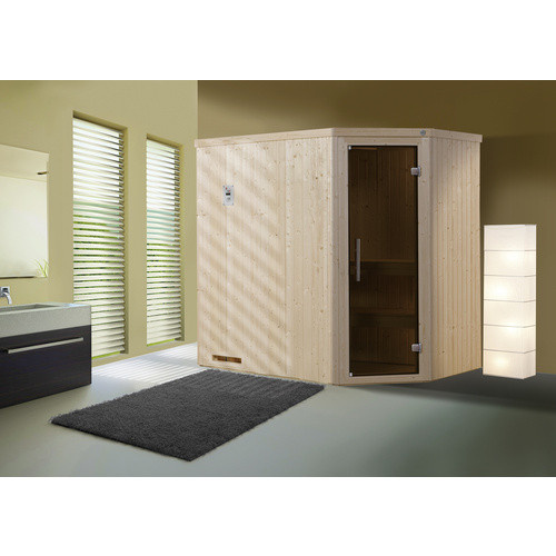 WEKA Elementsauna Varberg 1 ohne Ofen mit Glastür in Beige, B/H/T: 194 x 199 x 144 cm - Bild 4