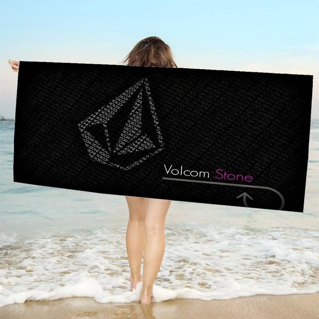 Volcom Mikrofaser Strandtuch mit Diamantmuster in Schwarz und Weiß, B: 100 cm, H: 170 cm - Bild 1