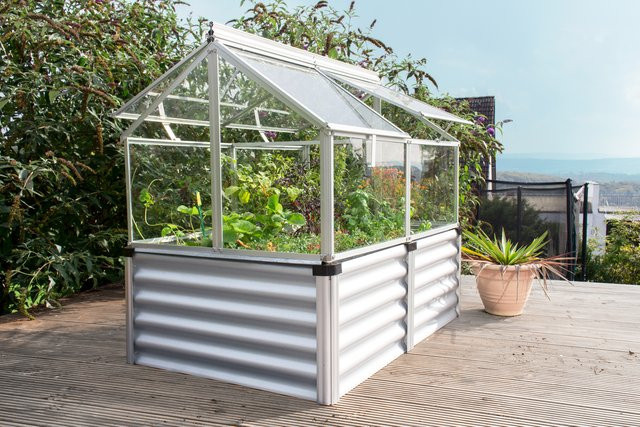 Vitavia Hochfrühbeet Gaia Jumbo aus Aluminium mit Sicherheitsglas in Silber, B/T/H: 83 x 83 x 137 cm - Bild 1