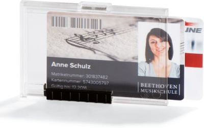 Durable Pushbox Duo Kartenhalter aus transparentem Kunststoff für bis zu 2 Karten pro Kammer, 10 Stück - Bild 1