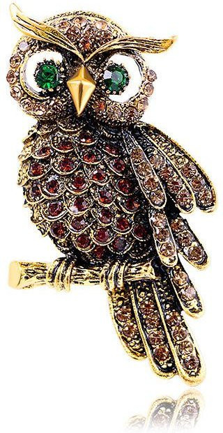 Brosche Eule Retro, gold, Damen - Bild 1