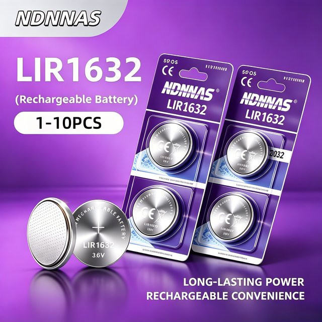 NDNNAS LIR1632 Lithium-Ionen Akku 3,6V Knopfzelle in Silber - Bild 1