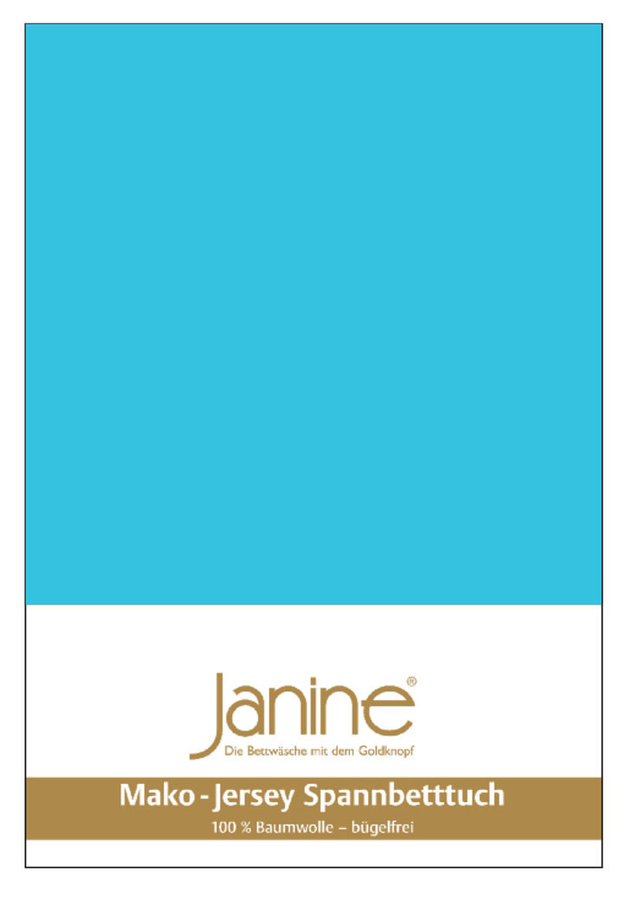 Janine Mako Jersey Spannbetttuch Bettlaken aus Baumwolle, Farbe: Türkis, B/T: 180 x 200 cm - Bild 1