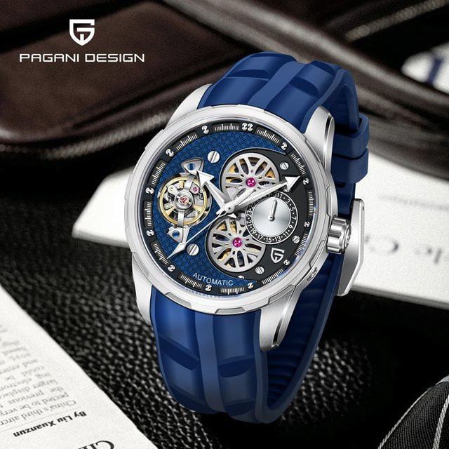 Pagani Design Armbanduhr, Automatik, Edelstahl, Blau, Herren - Bild 1