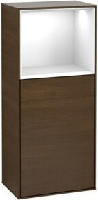 V&B Finion Seitenschrank mit LED-Beleuchtung und Glasfachboden, Farbe Walnuss/Weiß, B: 41,8 cm, H: 93,6 cm - Bild 1