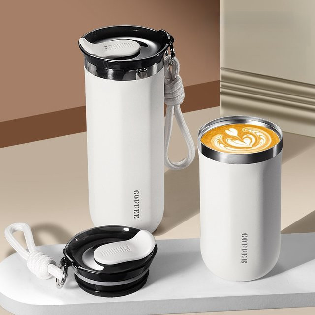 Vakuumisolierter Reisebecher aus Edelstahl in Blau, doppelwandiger Kaffeetasse mit 350 ml Fassungsvermögen - Bild 1