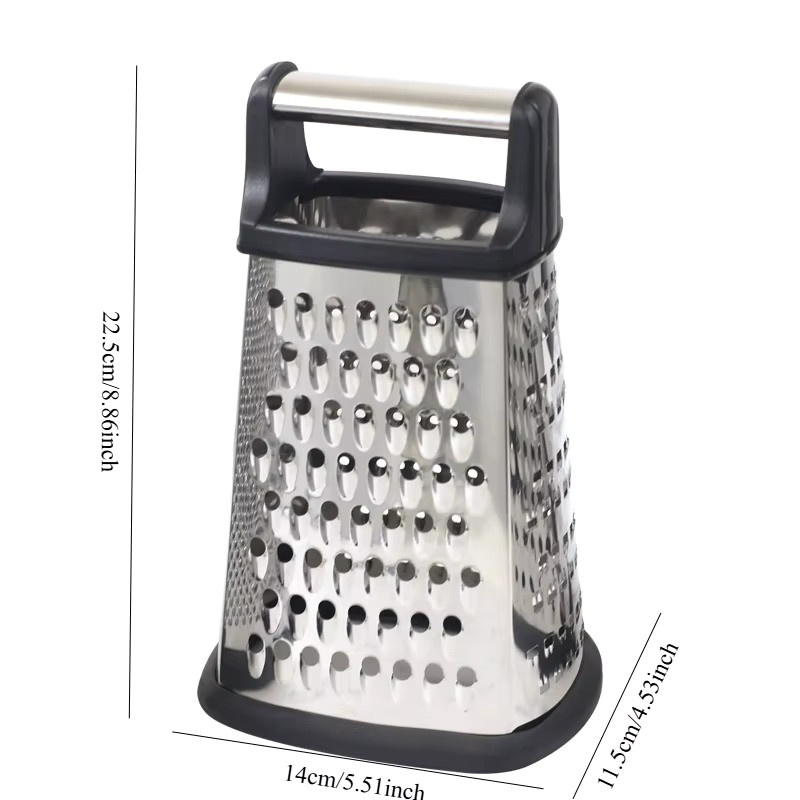 Turmförmiger Gemüseschneider und Käsereibe aus Edelstahl in Silber, Mehrzweck-Reibe für Kartoffeln und Gemüse - Bild 3