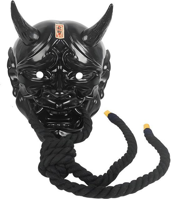 PRELEXT Samurai Geistermaske, Japanischer Horror Dämon, schwarz, ab 14 Jahren - Bild 1