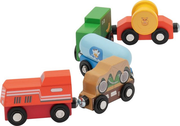 LUPILU Lastzug Feuerwehrzug Kinderzug Güterzug 5-teiliges Set ab 2 Jahren