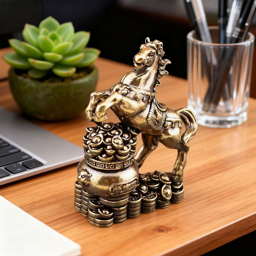 KITPIPI Pferde-Statue aus Metall als Desktop-Dekoration in Bronze und Gold - Bild 4