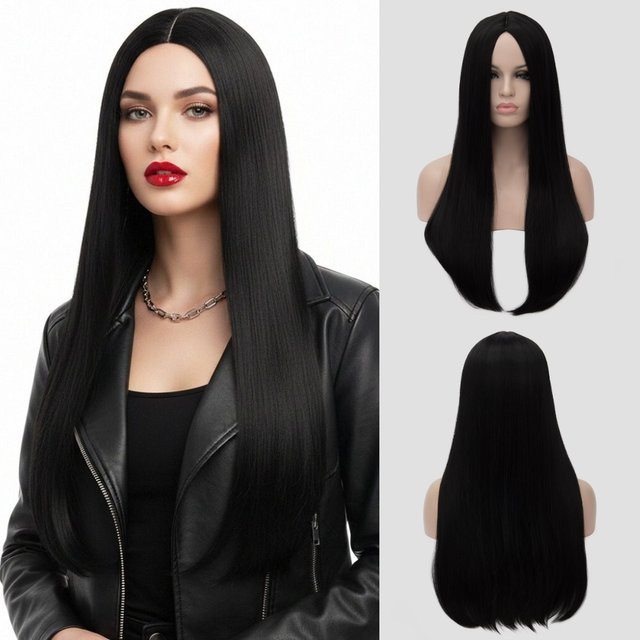 shyred Perücke, lange schwarze synthetische Haare, Damen - Bild 1