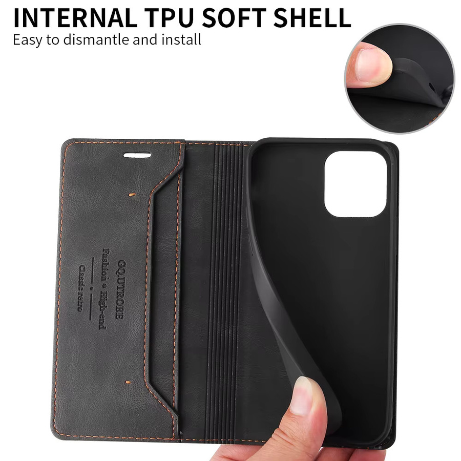 Flip-Lederhülle für Samsung Galaxy S26 S25 S24 Ultra S23 FE S22 S21 Plus A17 A37 A57 A15 A35 A55 A16 A56 A36 A14 A34 A54 in Braun - Bild 4