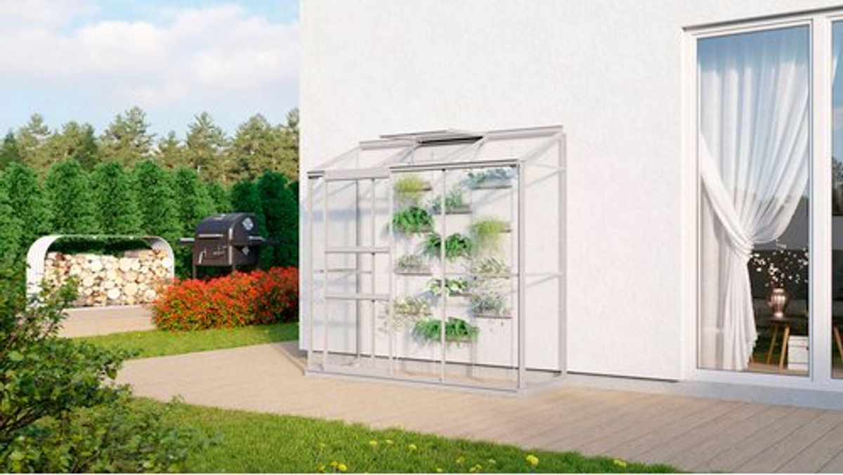 Vitavia Anlehngewächshaus Styx 1300 aus Aluminium in Silber mit ESG-Glas, B/H/T: 192,8 x 182,3 x 68,8 cm - Bild 3