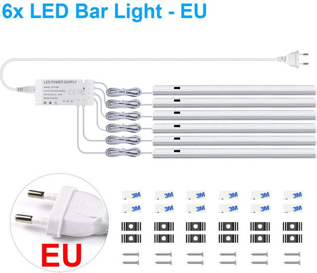 Lcamaw Lighting LED-Küchenlichtleiste mit Bewegungssensor, 6er-Set, warmweiß, 50 cm - Bild 1
