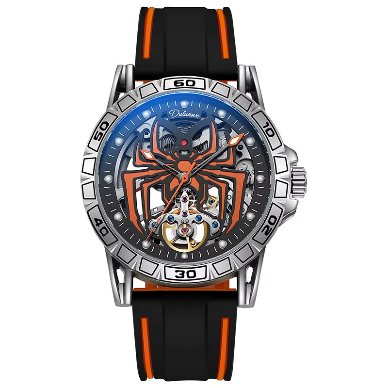 dulunwe Armbanduhr, Automatik, Skelett, Edelstahl, Silikon, Herren - Bild 2