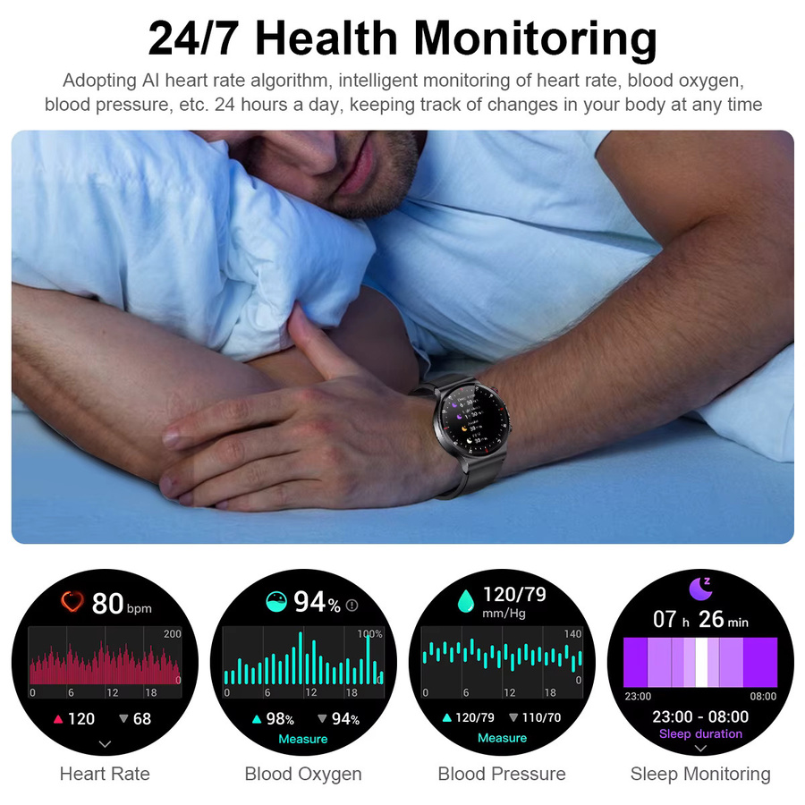 LIGE Smartwatch, Schwarz, Silikon, NFC, Bluetooth, Unisex - Bild 3