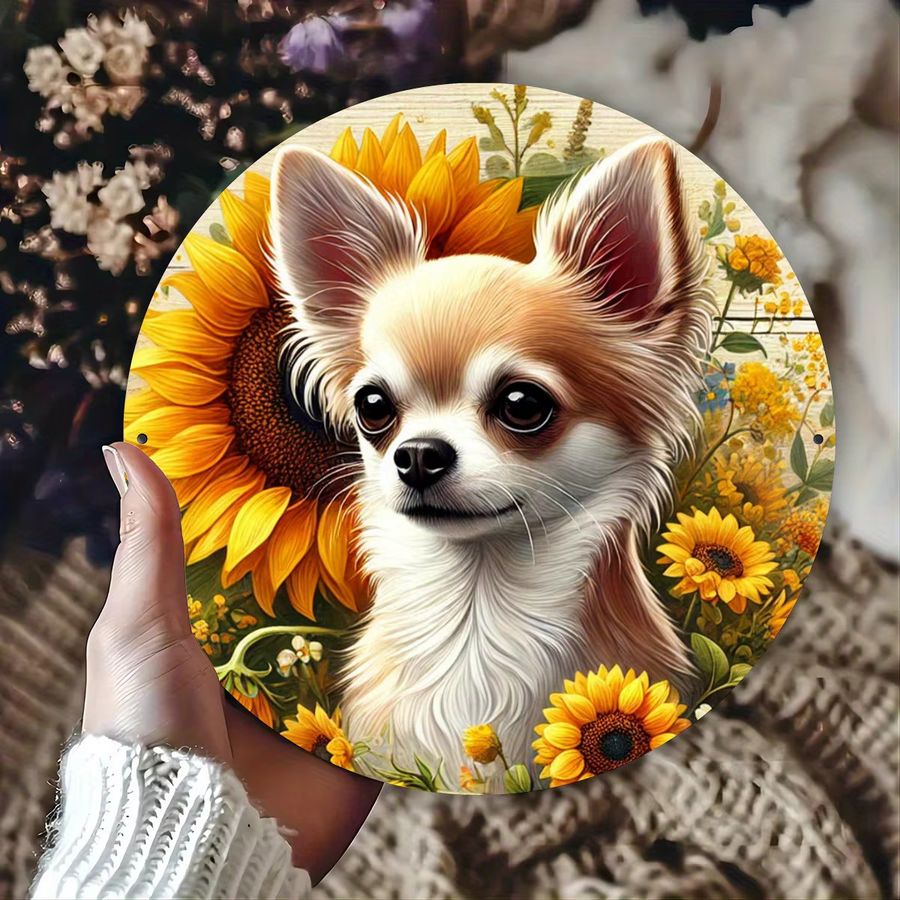 Rundes Metallschild mit Chihuahua-Hund von Potdemiel, Durchmesser: 20,3 cm - Bild 3