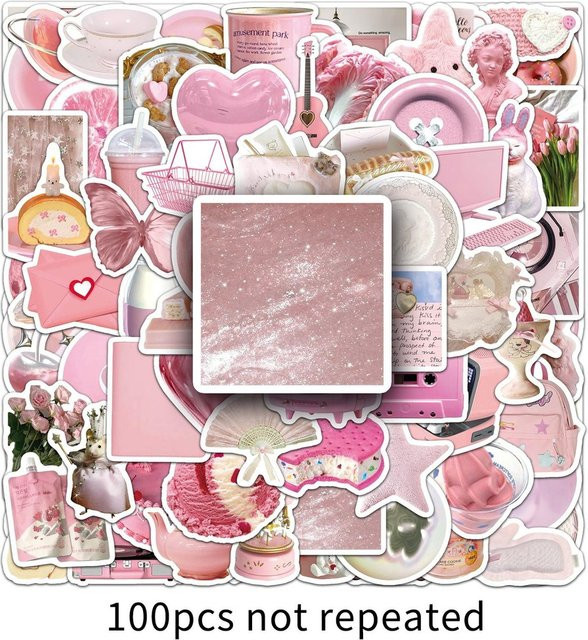 100 Stück rosa Cartoon Aufkleber im koreanischen INS-Stil für Journal und Notebook von AnimeWorlds Store - Bild 1