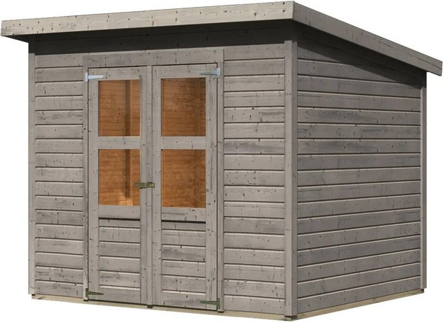 Karibu Gartenhaus Vellinge aus Massivholz in Grau mit Pultdach, B/T/H: 219 x 238 x 210 cm - Bild 1