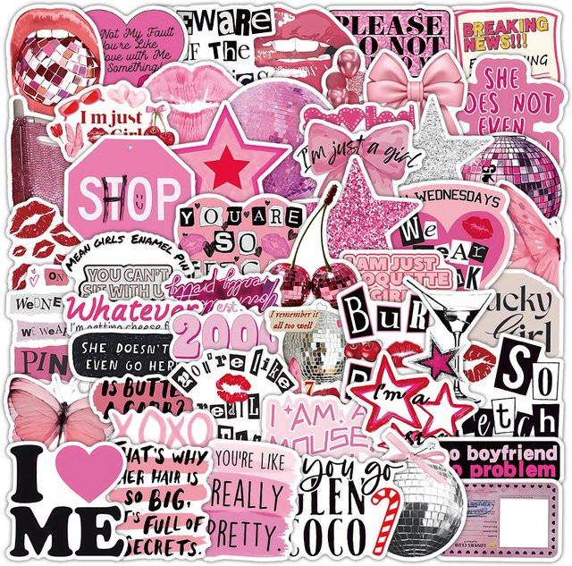 52 Stück dekorative Aufkleber in Pastellrosa für Scrapbook und DIY-Tagebuchverzierung von Papery Pop Store - Bild 1