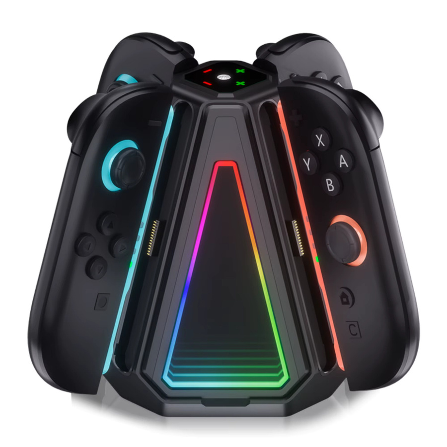 Benicabaly Ladestation für Nintendo Switch Joy-Con mit 9 Touch-LED-Lichteffekten, Schwarz, PG-S219 - Bild 2
