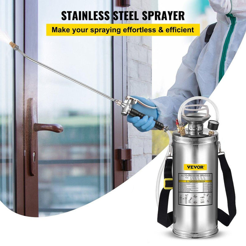 Buying Solutions MB Drucksprühgerät aus Edelstahl in Silber mit 8 l Fassungsvermögen, verstellbare Düse und verstellbarer Schultergurt - Bild 4