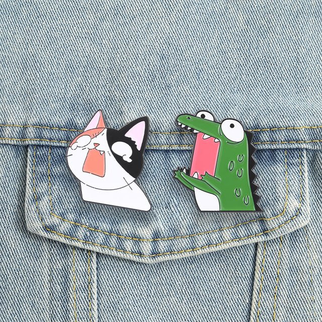 Miss Zoe Reversnadel Krokodil-Katzen-Emaille-Pins, Unisex - Bild 1
